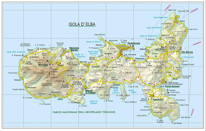 stam halen meer Titicaca The map of Elba Island | Detailed Elba map for safe traveling